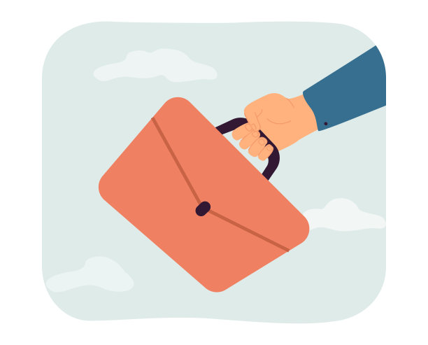 公文包在手平面矢量插图图片下载