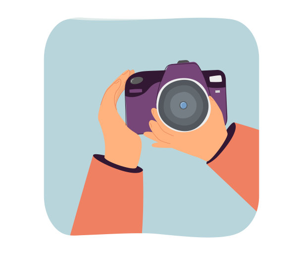手握相机平面矢量插图图片下载