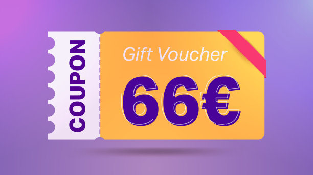 66欧元优惠券促销网站，互联网广告，社交媒体销售。大销售和超级销售优惠券代码欧元66折扣礼券优惠券矢量插图夏季报价结束周末图片下载