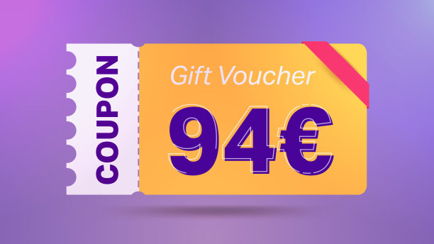 94欧元优惠券促销网站，互联网广告，社交媒体销售。大销售和超级销售优惠券代码欧元94折扣礼券优惠券矢量插图夏季报价结束周末图片下载