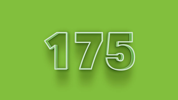 绿色3d数字175孤立的绿色背景优惠券175 3d数字渲染折扣集合为您独特的销售海报，横幅广告，圣诞节，圣诞节销售和更多图片下载