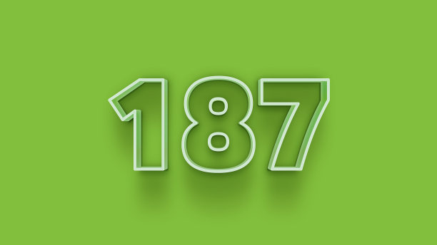 绿色3d号码187孤立的绿色背景优惠券187 3d数字渲染折扣集合为您独特的销售海报，横幅广告，圣诞节，圣诞节销售和更多图片下载