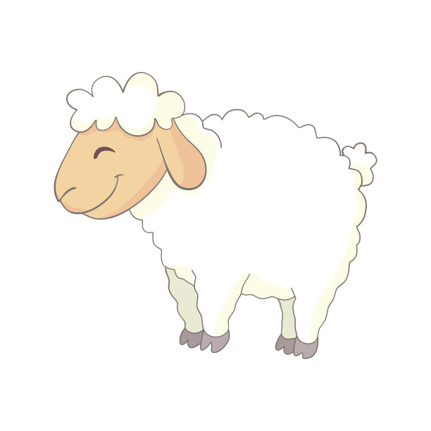 矢量插图可爱的羔羊在风格卡通。图片下载