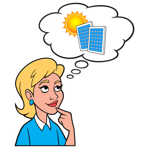 女孩在想太阳能电池板图片下载