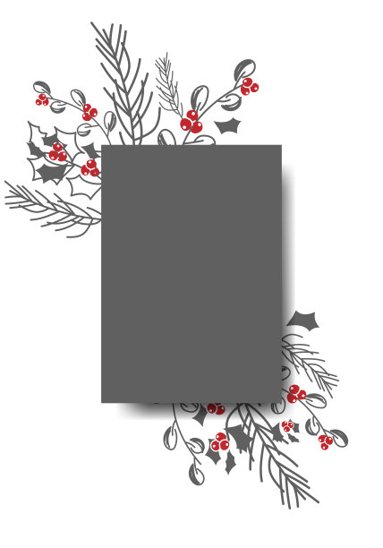 向量。圣诞快乐和新年快乐花卉背景，复制空间为您的文字。乡村垂直框架模板圣诞卡，婚礼邀请，派对邀请。手绘草图。图片下载