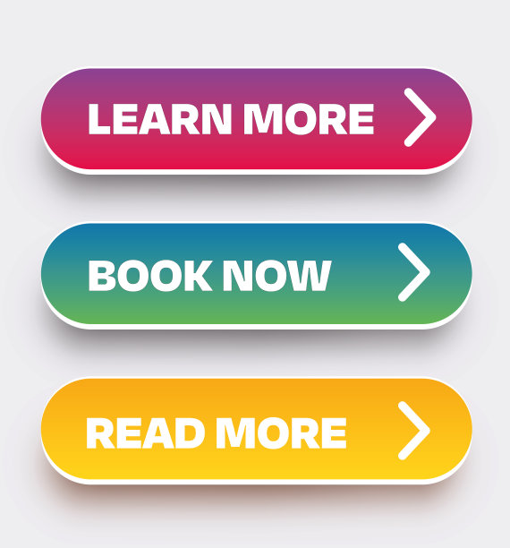 一套矢量现代材料风格的按钮。不同的渐变颜色和图标上的白色形式与阴影图片下载