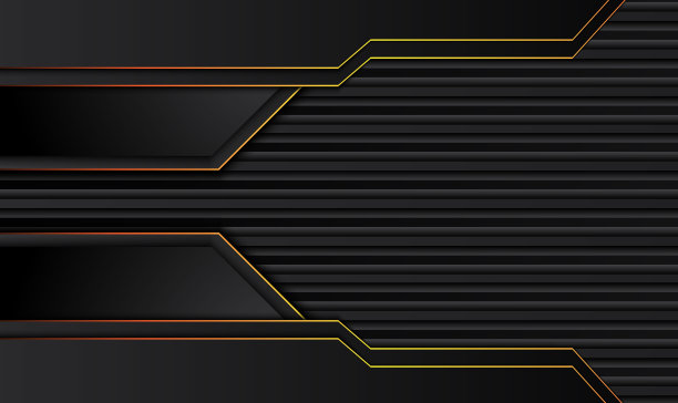 科技黑色背景与对比橙黄色条纹。摘要矢量图形小册子设计图片下载