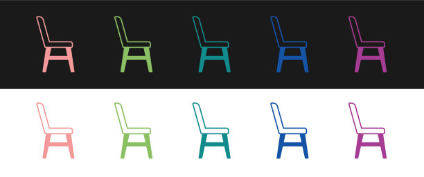 设置椅子图标孤立在黑色和白色图片下载