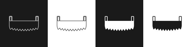 设置双手锯图标孤立在黑色和图片下载