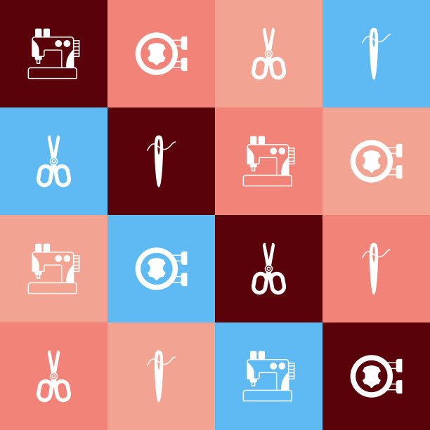 设置波普艺术缝纫机皮革剪刀和图片下载