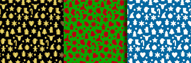 姜饼剪影无缝图案套装图片下载