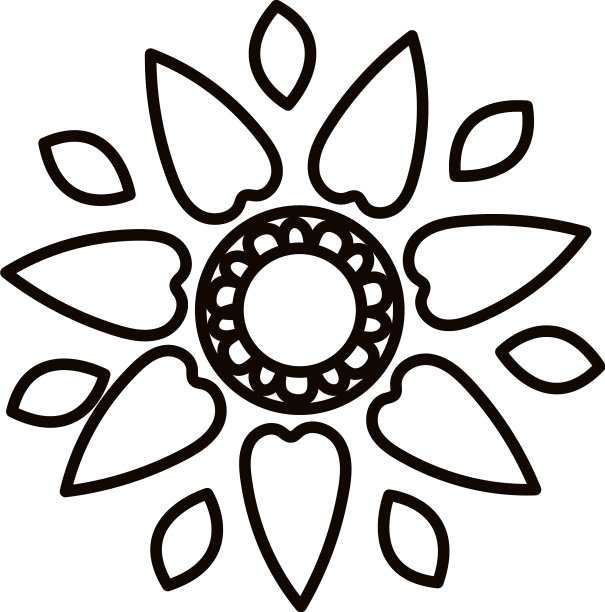 这套向日葵在涂鸦风格的花朵图片下载