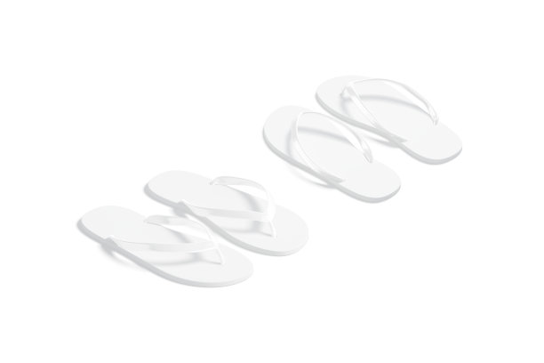 空白白色沙滩拖鞋样机，侧面后视图图片下载