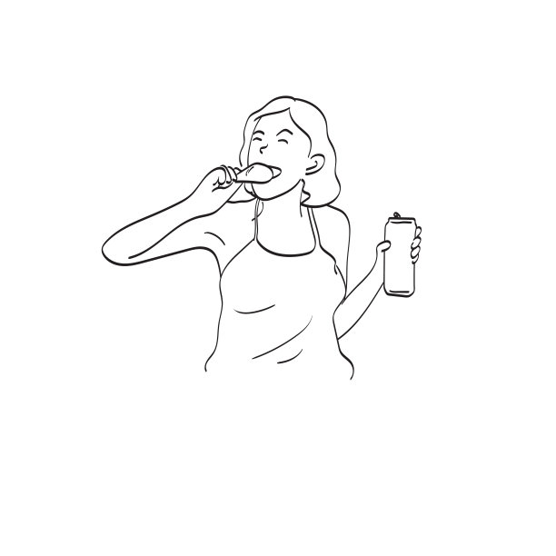 女孩在吃炸鸡和可乐图片下载