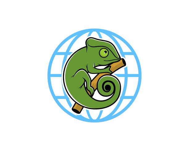 里面有变色龙的抽象地球仪图片下载