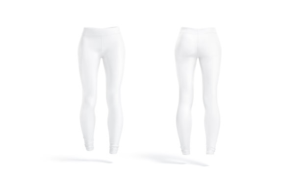空白白色女性运动打底裤模型，前面和后面的观点图片下载
