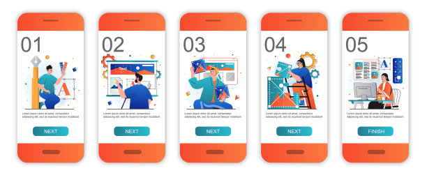 设计工作室概念onboarding screen for图片下载