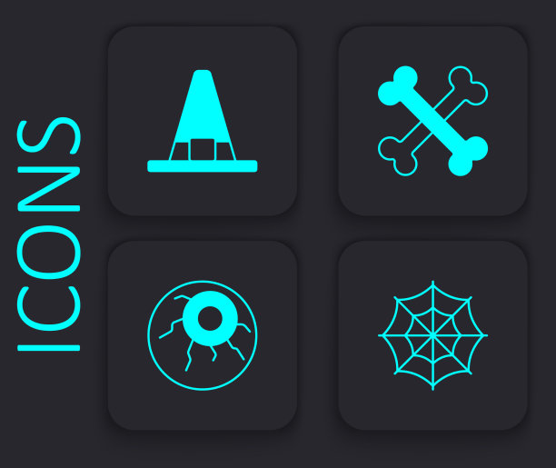 集蜘蛛网女巫帽交叉骨骼和眼睛图片下载