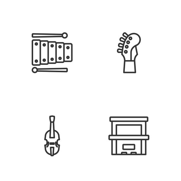 设定线钢琴小提琴木琴和吉他颈图片下载