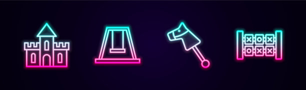 为孩子们设置线沙城堡秋千玩具马图片下载