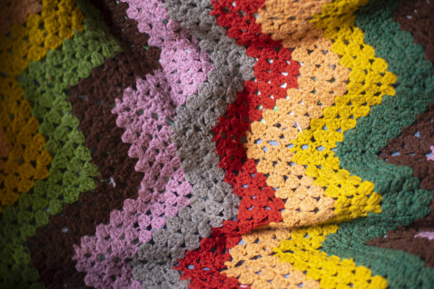 彩色毯子，奶奶的格子呢，织物纹理图片下载