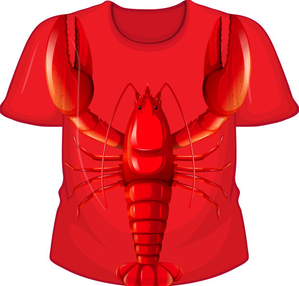 龙虾图案的t恤前面图片下载