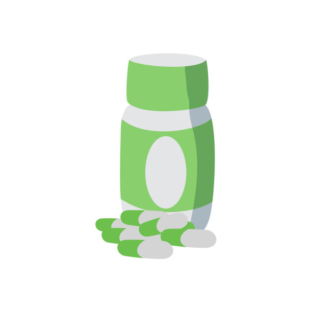 医药药丸图标在瓶子扁平设计图片下载
