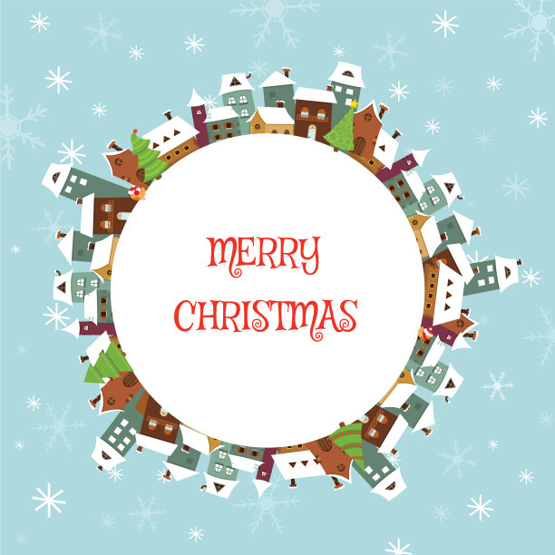 可爱的圣诞小屋，有雪花和房子图片下载