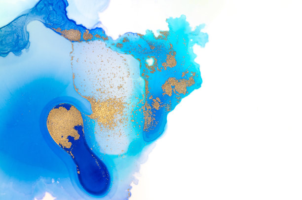 蓝色调醇墨纹理，白色底色金色。图片下载