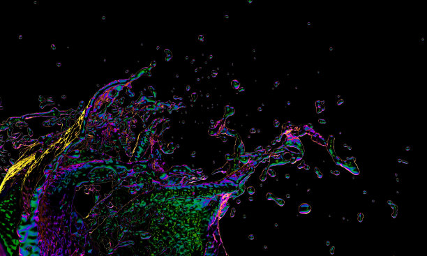 五彩缤纷的迷幻药在黑色背景上飞溅图片下载