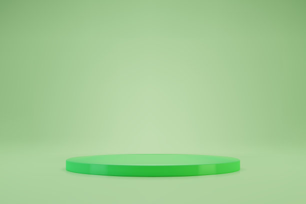 3d浅绿色圆形讲台上粉彩背景图片下载