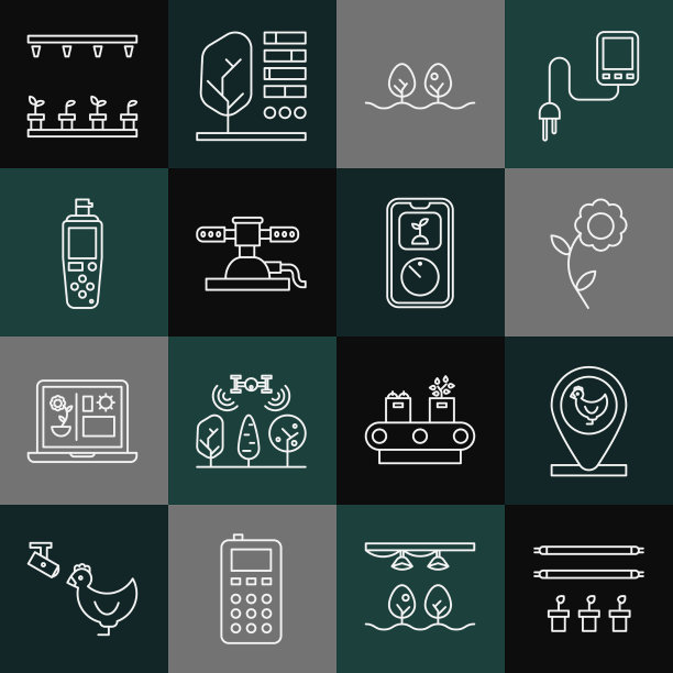 设置线智能农场与球茎和植物鸡图片下载