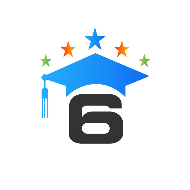 字母6教育标志初始毕业帽图片下载