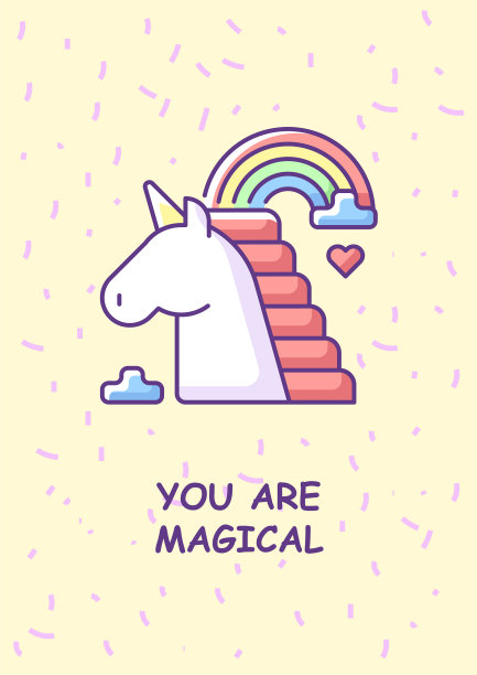 带有彩色图标元素的神奇贺卡图片下载