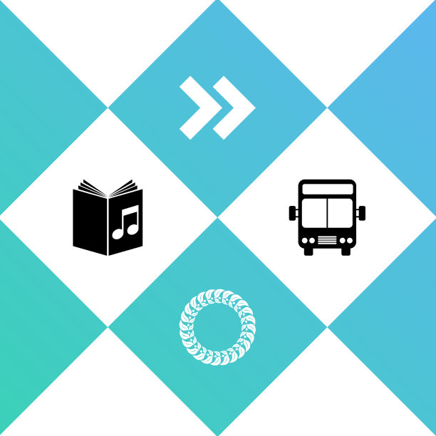 设置有声书月桂花环箭头和巴士图标图片下载