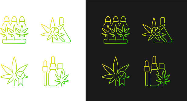 深色背景下的大麻渐变图标集图片下载