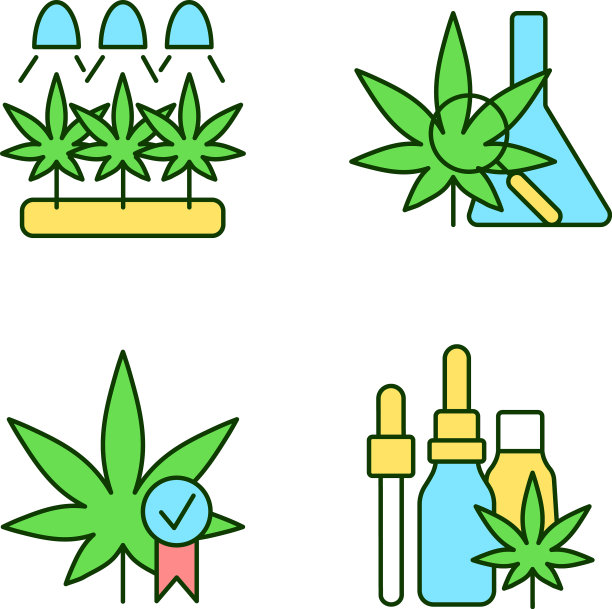 大麻种植RGB颜色图标集图片下载