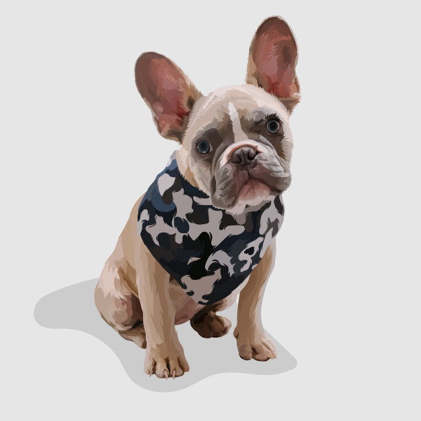 狗现实手绘和白色背景图片下载