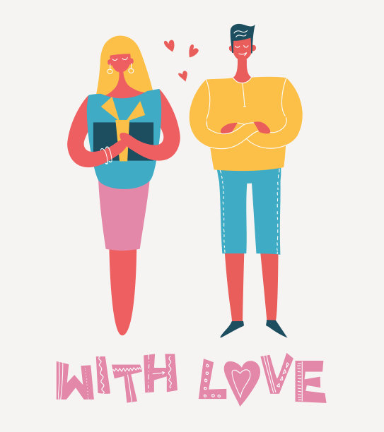 和快乐的卡通情侣在一起图片下载