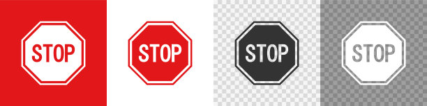 红色道路停止标志图标设置进入禁止标志平图片下载