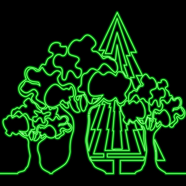 连续线树木森林林地霓虹灯概念图片下载