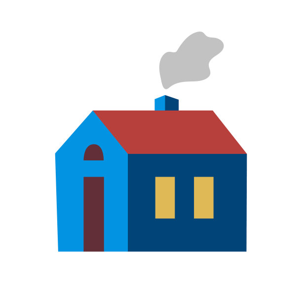 房子或小屋图标灯在窗户烟雾图片下载