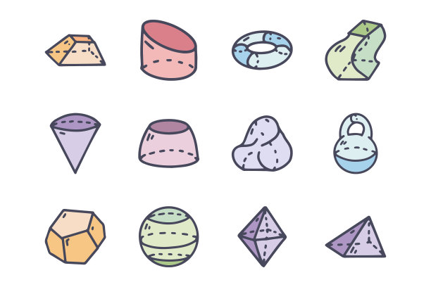 简单的几何图形彩色涂鸦图标图片下载