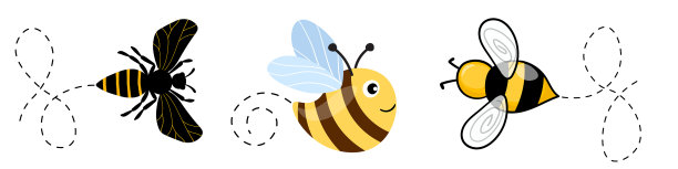 一套卡通蜜蜂吉祥物，一只小蜜蜂在飞图片下载