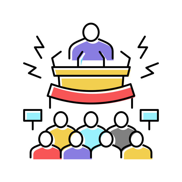 政治抵制彩色图标矢量插图图片下载