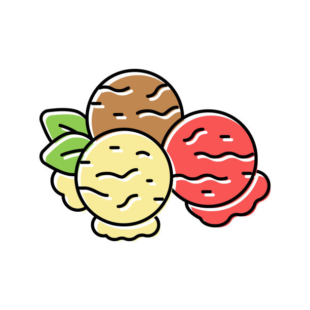 勺子冰淇淋颜色图标矢量插图图片下载