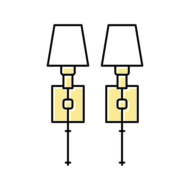 壁灯设置彩色图标矢量插图图片下载