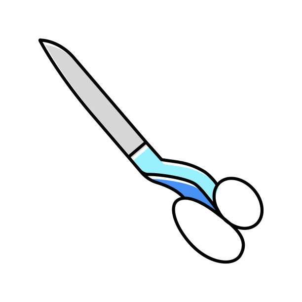 剪刀工具颜色图标矢量插图图片下载