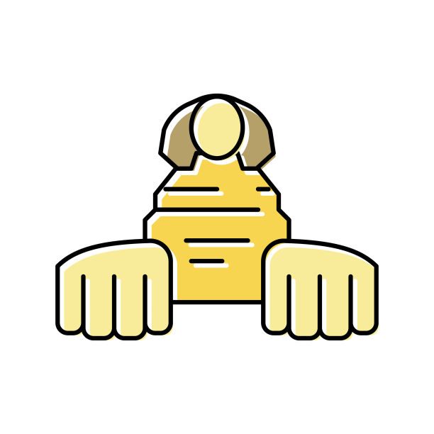 狮身人面像埃及纪念碑彩色图标矢量插图图片下载