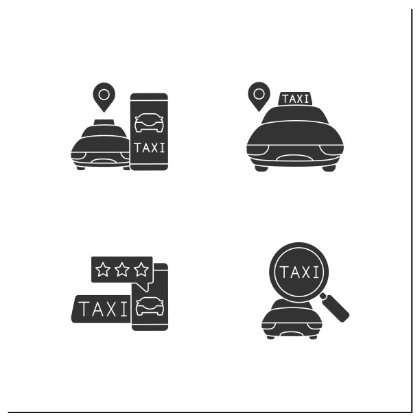 出租车应用程序字形图标设置图片下载
